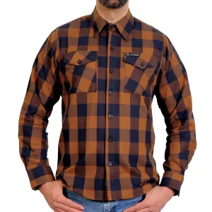 Hot Leathers FLM2016 Men's Brown and Navy-Blue Long Sleeve Flannel