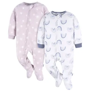 2-Pack Baby & Toddler Girls Purple Rainbows Fleece Pajamas