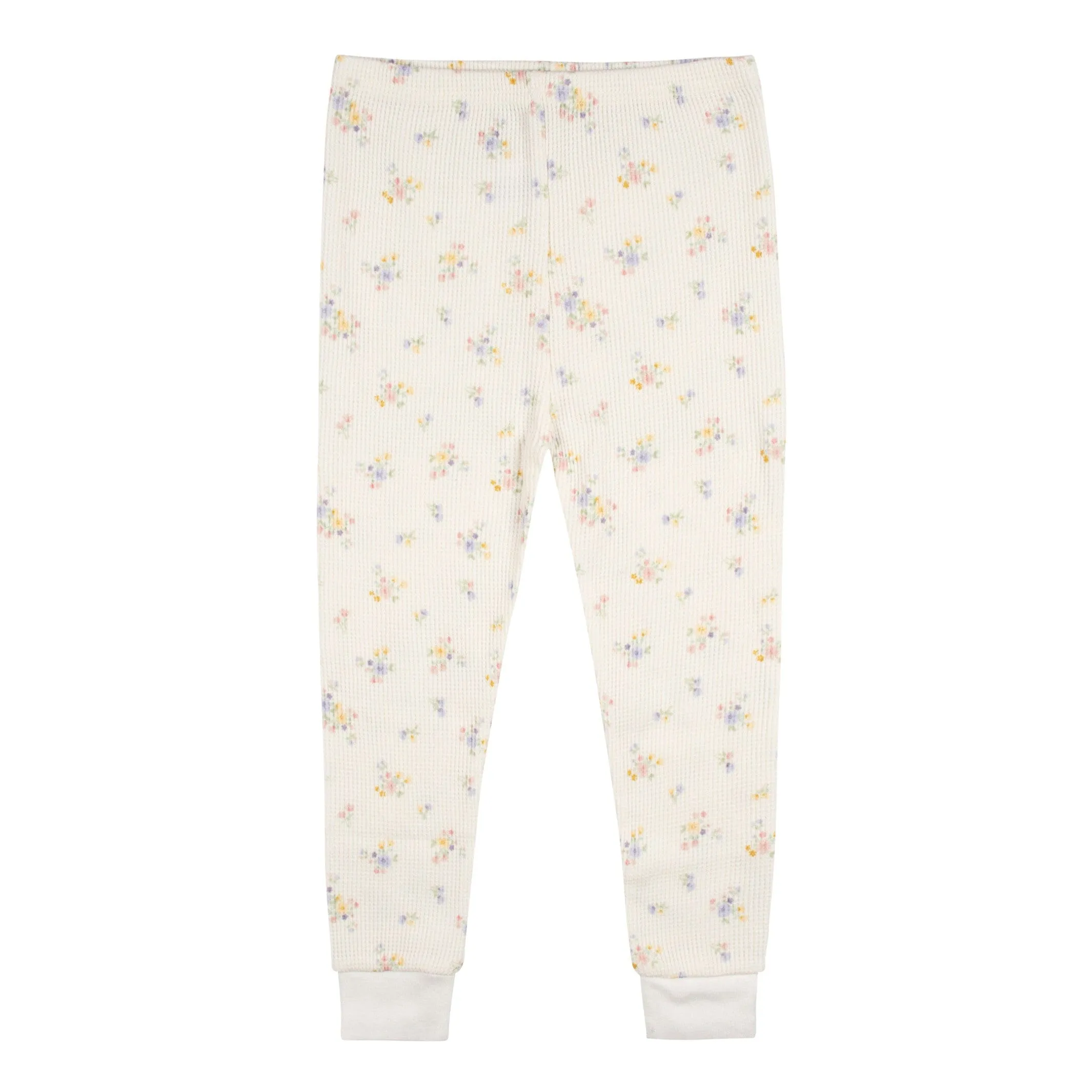 2-Piece Infant & Toddler Girls Ivory Floral Snug Fit Pajama Set