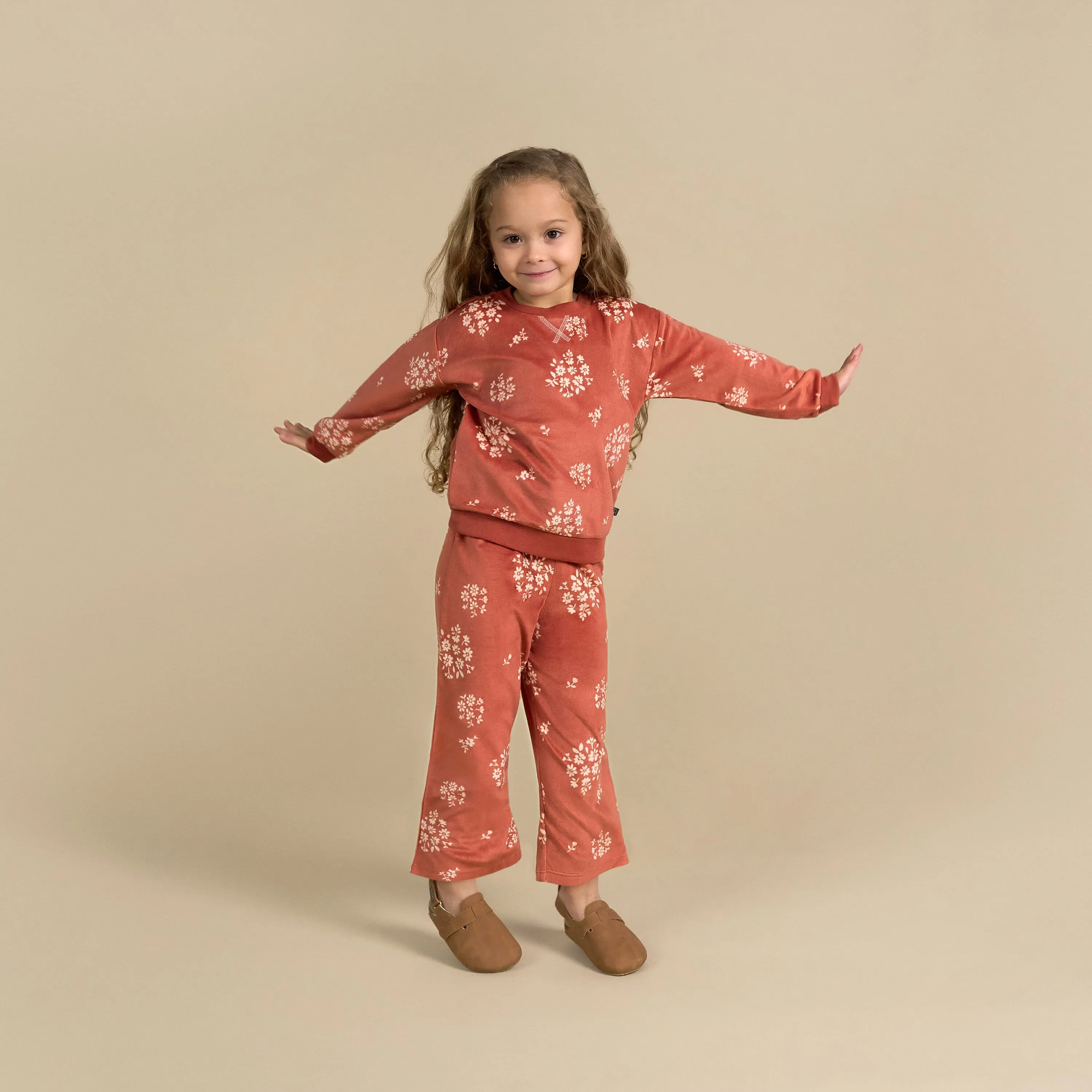 2-Piece Infant & Toddler Girls Red Bouquet Fleece Pajama Set