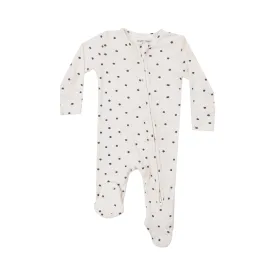 2 Way Zipper Footie - Navy Mini Dot