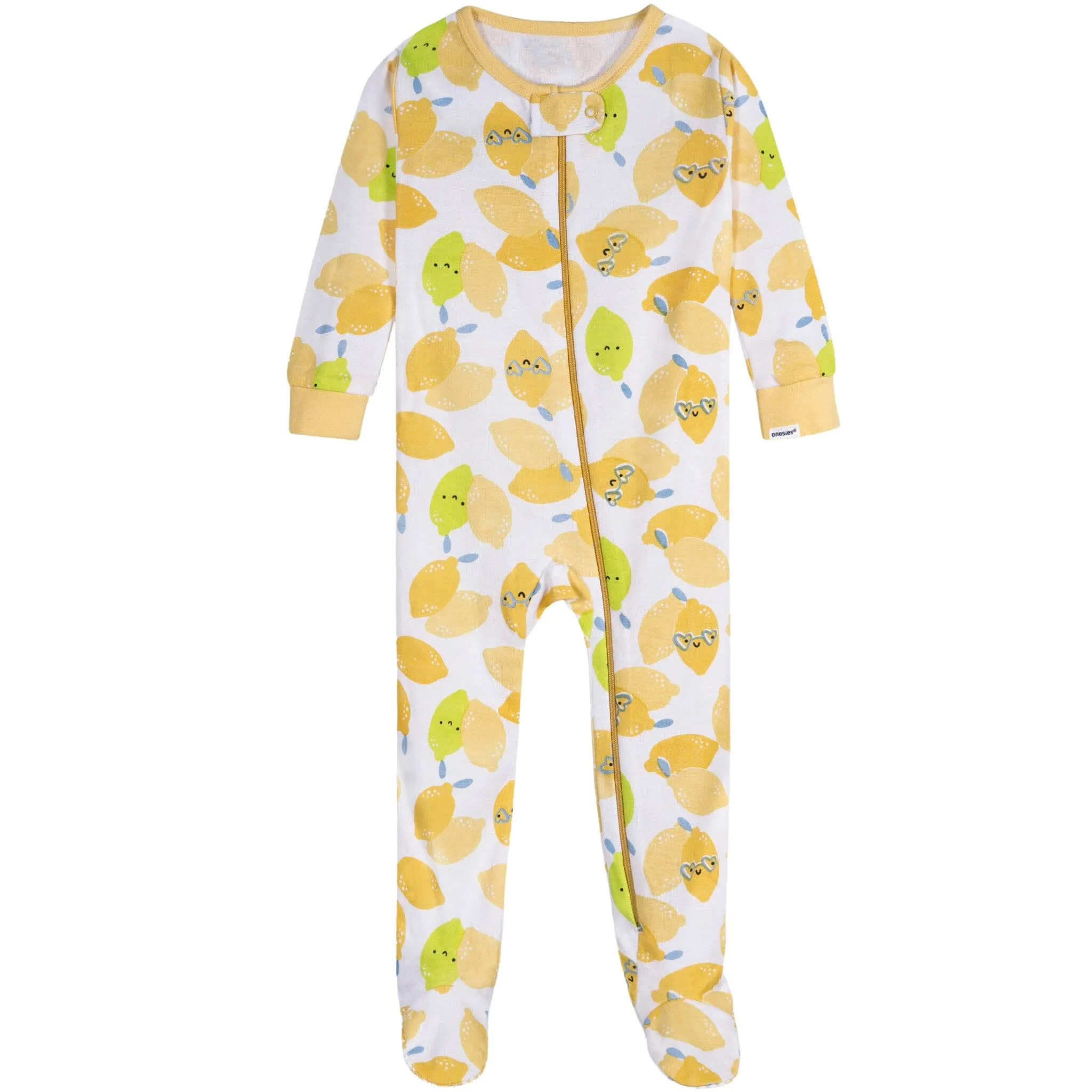 4-Pack Baby Girls Lemons Snug Fit Footed Pajamas