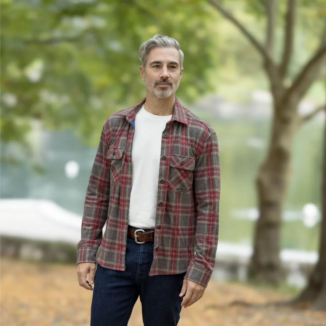 Adaptive Brown Glen Plaid  Flannel Shirt Combo Layering Piece with Magnetic Closures