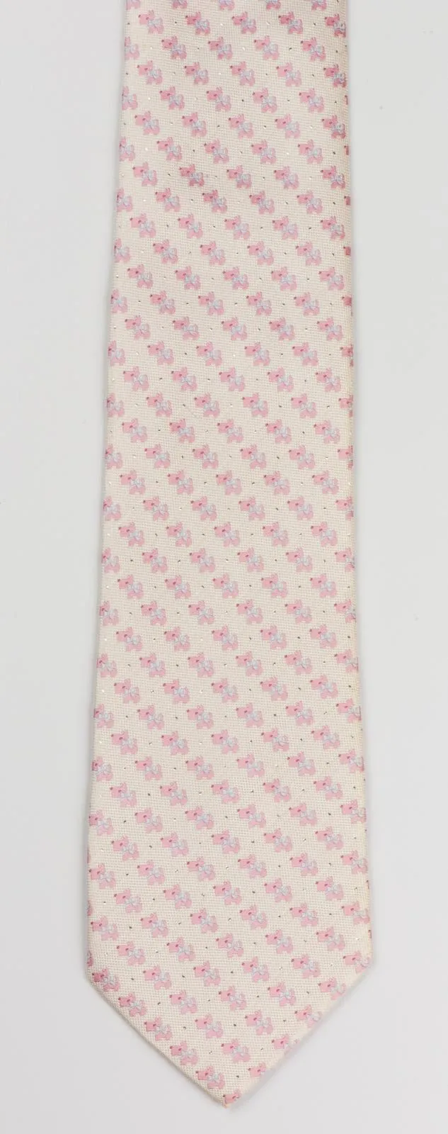 Aquascutum Men's Woven Silk Neck Tie Scottie Dog's On Cream