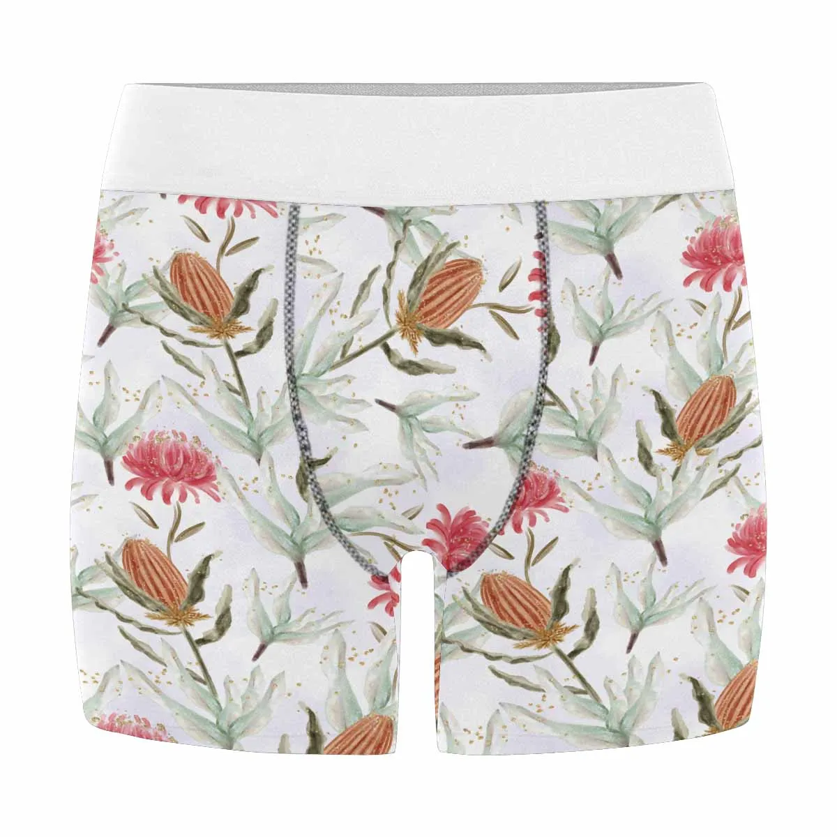 Australian Wattle Large Print Men's All Over Print Boxer Briefs (Made In AUS)