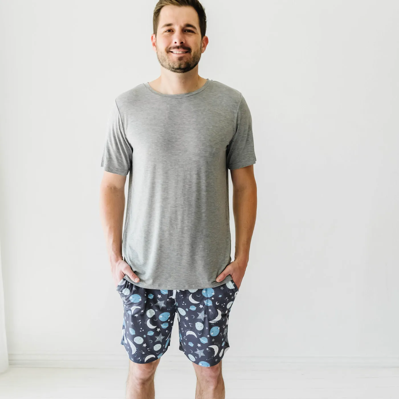 Blue To the Moon & Back Men's Bamboo Viscose Pajama Shorts