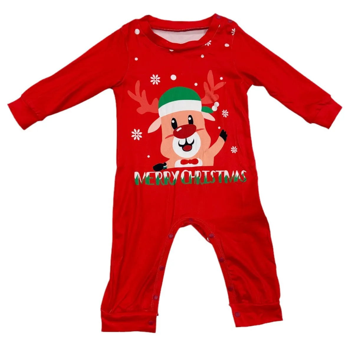 Cartoon Fawn Snowman Christmas Printed Parent-Child Pajama Set