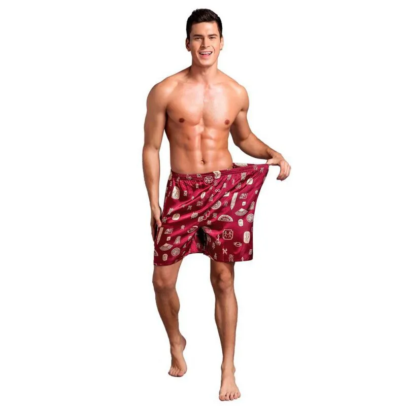 Casual Loose Men'S Satin Silk Pajama Shorts