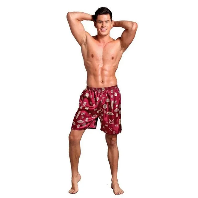 Casual Loose Men'S Satin Silk Pajama Shorts