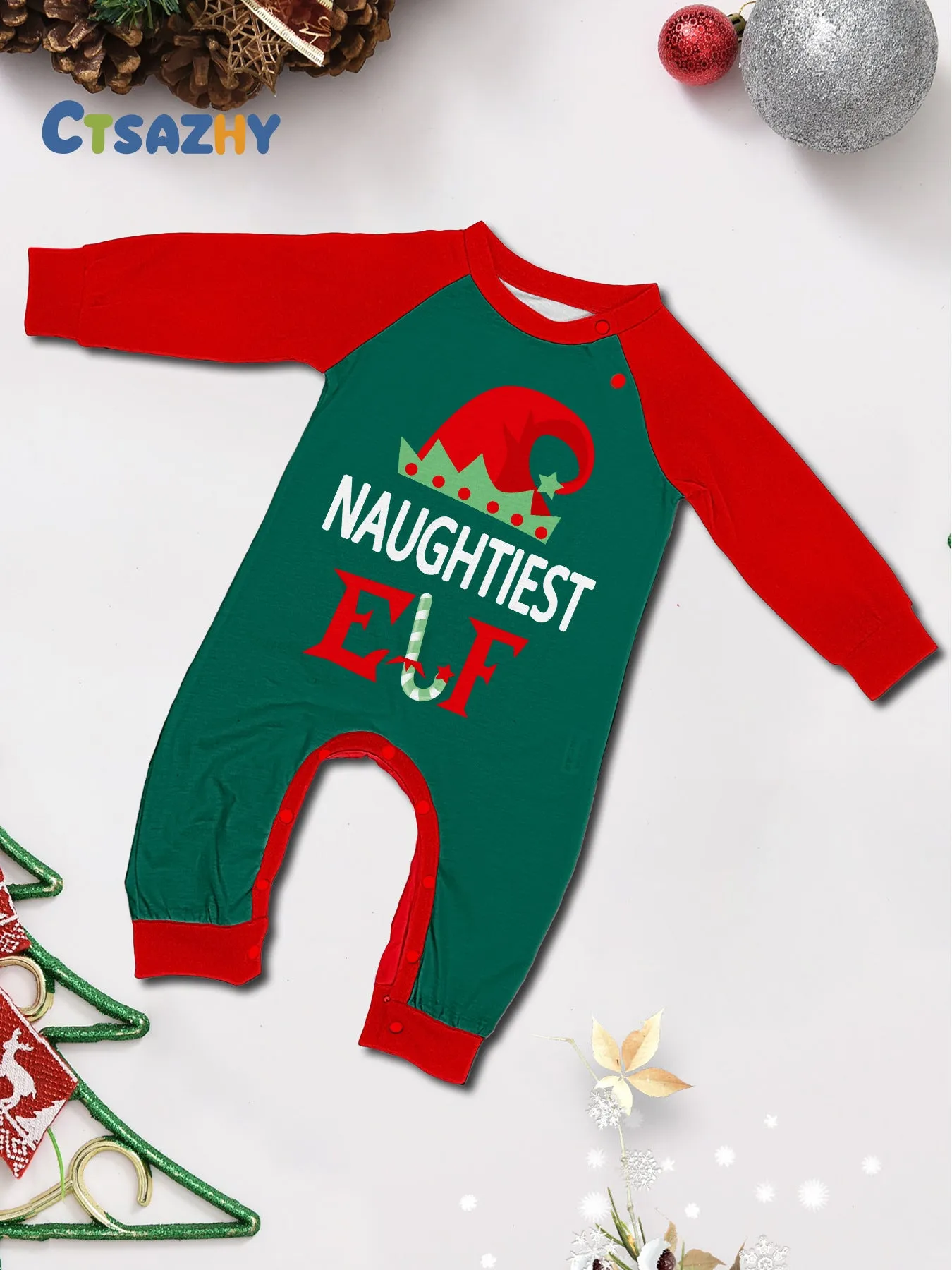 Christmas Hat ELF Printed Stripe Parent-Child Matching Pajamas