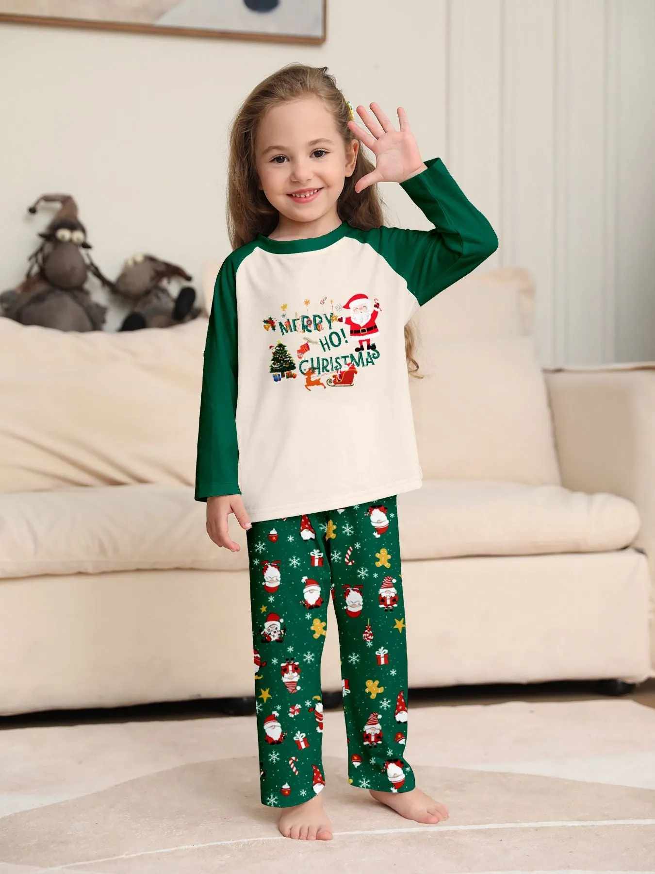 Christmas Parent-Child Cartoon Printed Cozy Holiday Vibe Set