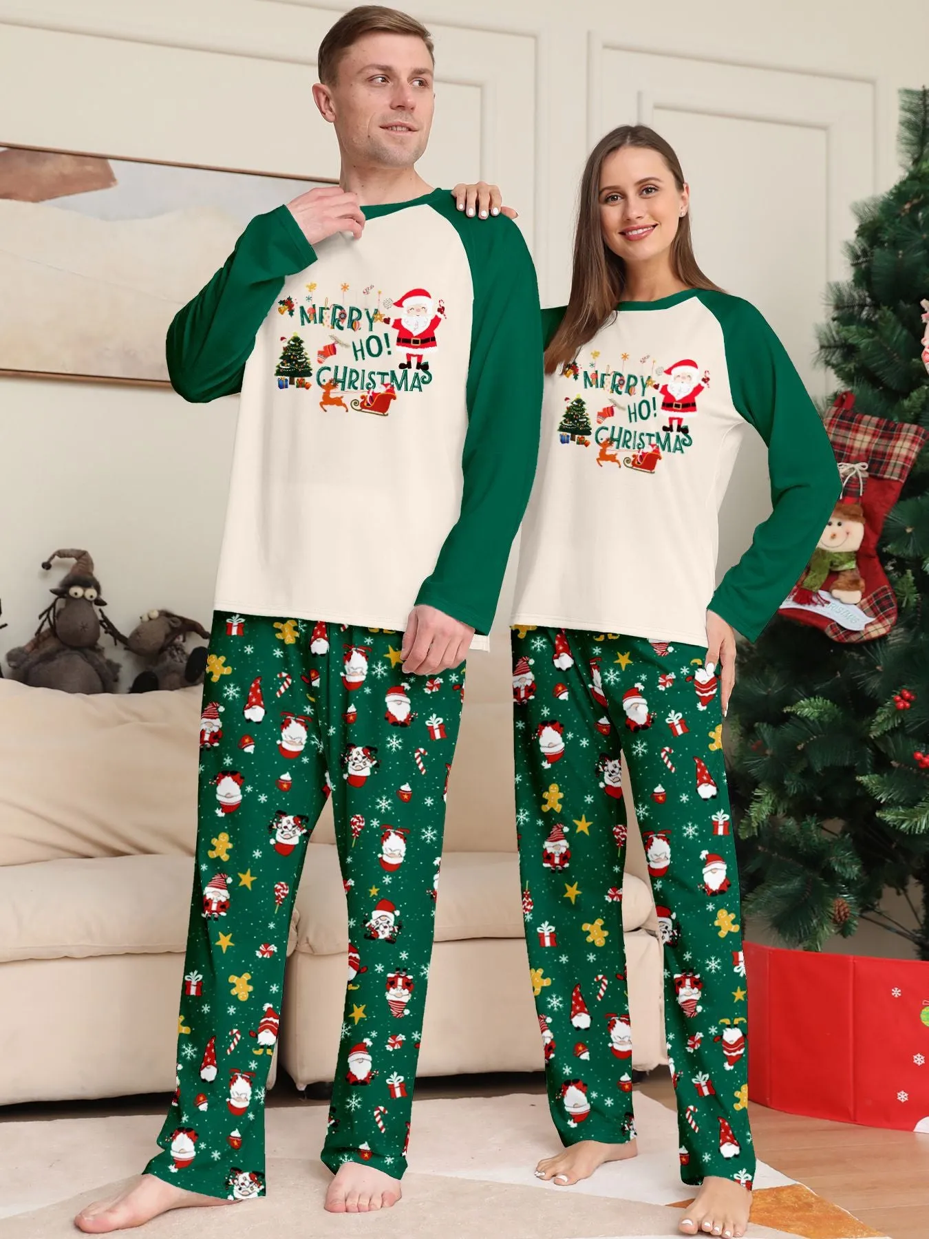 Christmas Parent-Child Cartoon Printed Cozy Holiday Vibe Set