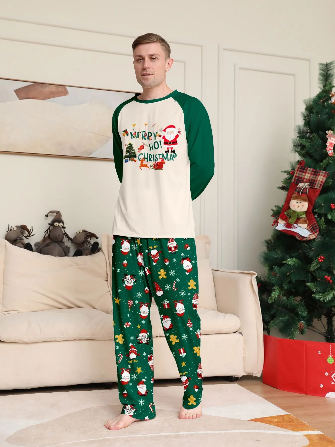 Christmas Parent-Child Cartoon Printed Cozy Holiday Vibe Set