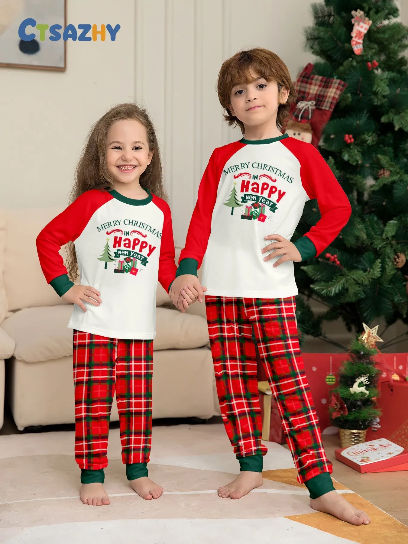 Christmas Tree Printed Family Matching Christmas Pajamas Sets