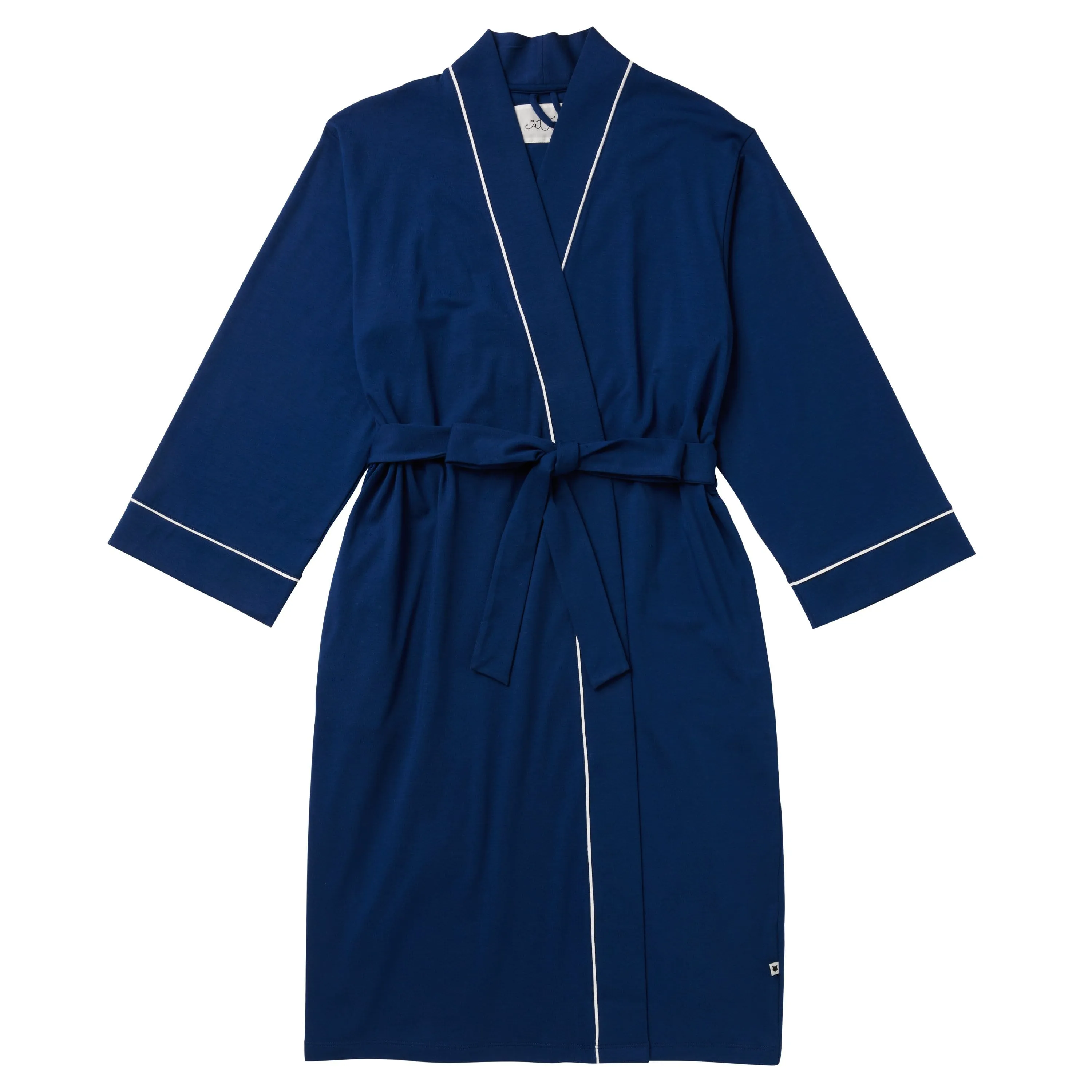 Classic Pima Knit Robe - Marine Blue