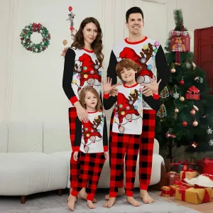 Colorful Lights White Bearded Santa Family Pajama Set