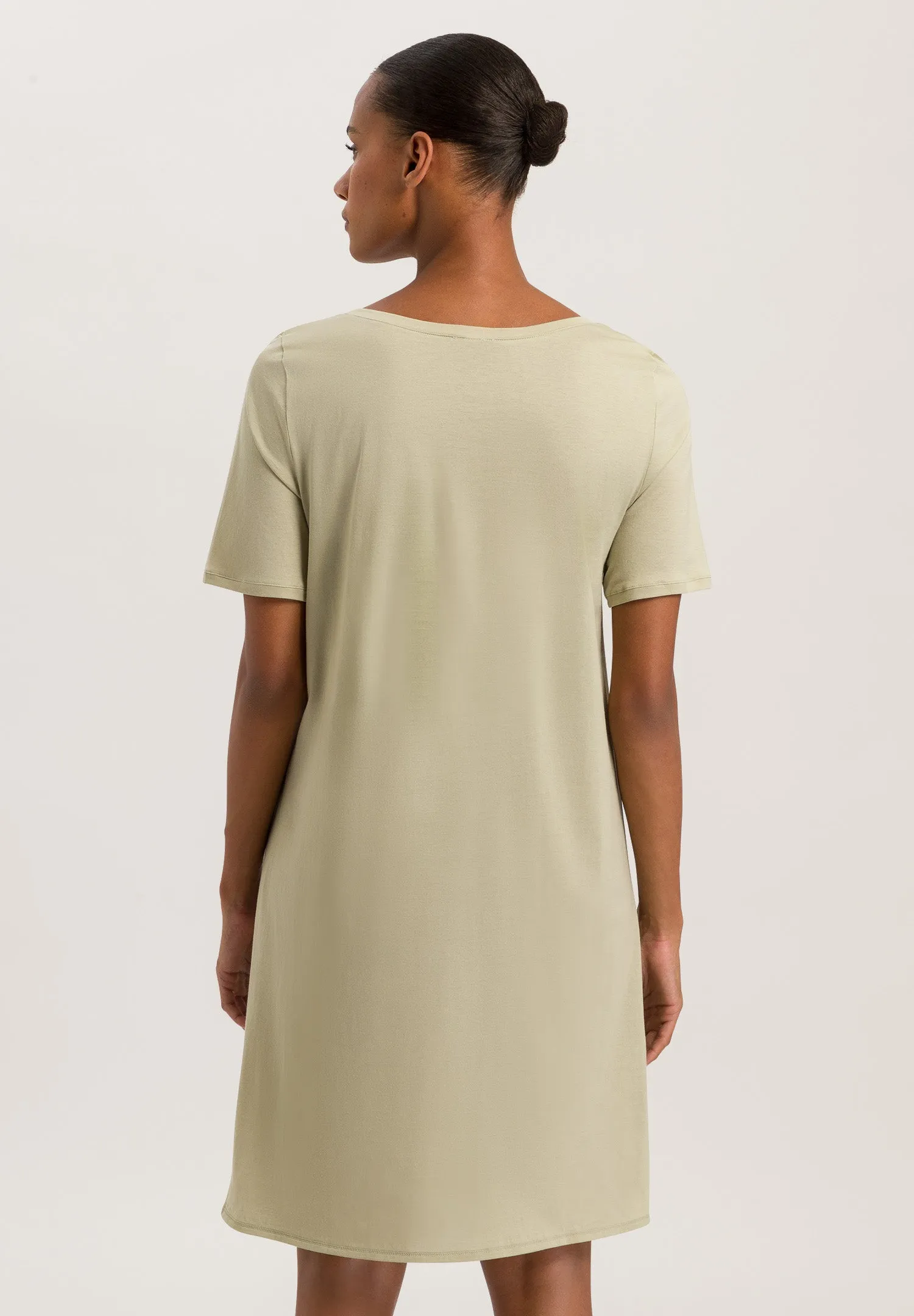 Cotton Deluxe Round Neck Cotton Nightgown | Moss Green 77953-2720