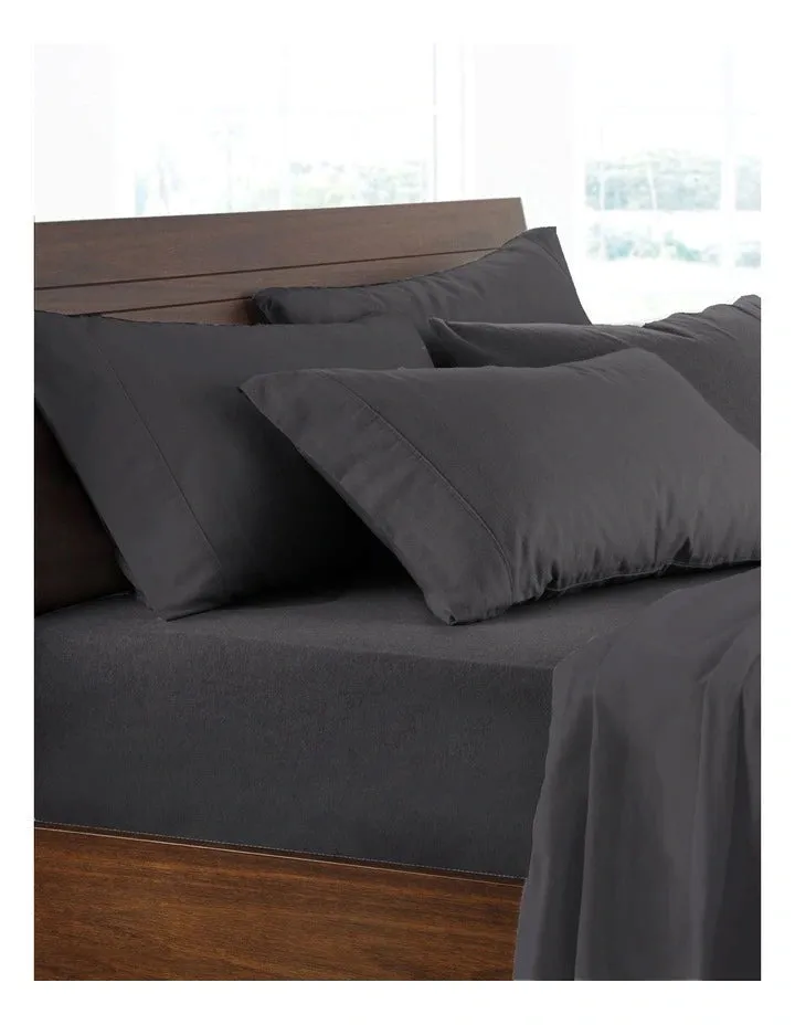 Cotton Flannelette Sheet Set CHARCOAL by Logan and Mason