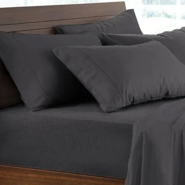 Cotton Flannelette Sheet Set CHARCOAL by Logan and Mason