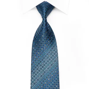 Daniel Hechter Men's Crystal Silk Necktie Trellis On Blue With Silver Sparkles