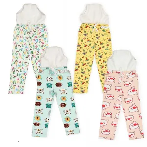 Diaper Pants | Potty Training Pajamas for Toddlers, Boys and Girls. 100% Cotton. (Size 1, Fits 1 – 2 years) - Pack of 4