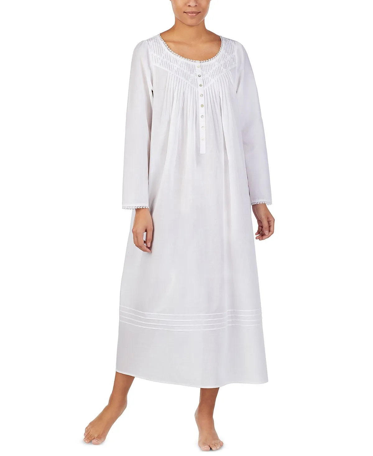 Eileen West Cotton Pintuck Ballet Nightgown, White