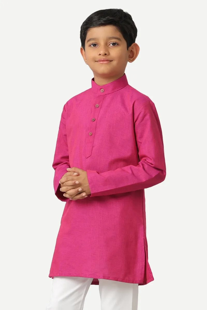 Exotic - Dark Pink Kurta and Pyjama 2 In 1 Set For Kids | Uathayam