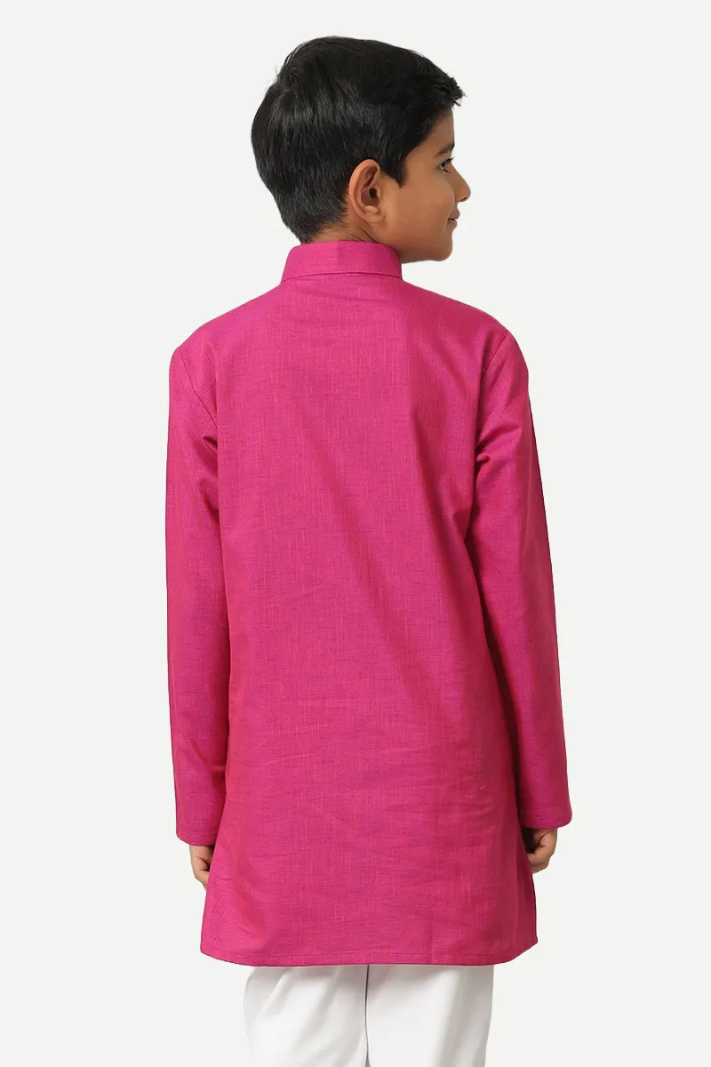 Exotic - Dark Pink Kurta and Pyjama 2 In 1 Set For Kids | Uathayam