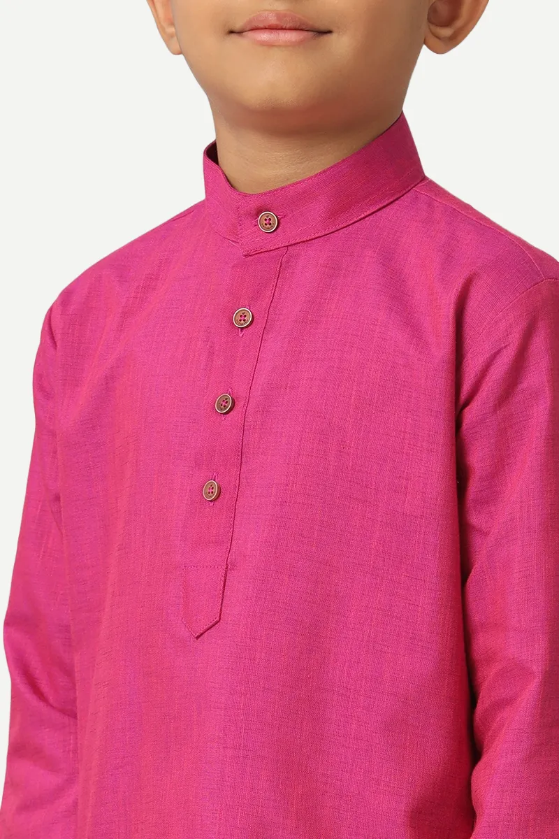 Exotic - Dark Pink Kurta and Pyjama 2 In 1 Set For Kids | Uathayam