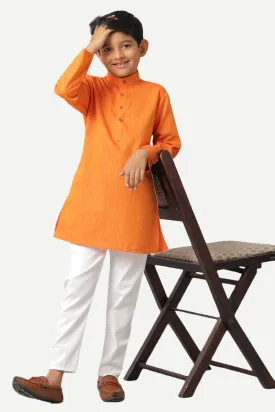 Exotic - Orange Kurta and Pyjama 2 In 1 Set For Kids | Uathayam