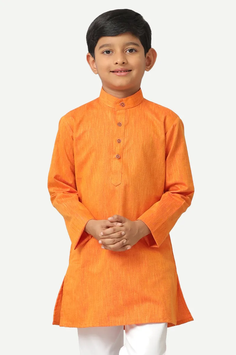 Exotic - Orange Kurta and Pyjama 2 In 1 Set For Kids | Uathayam