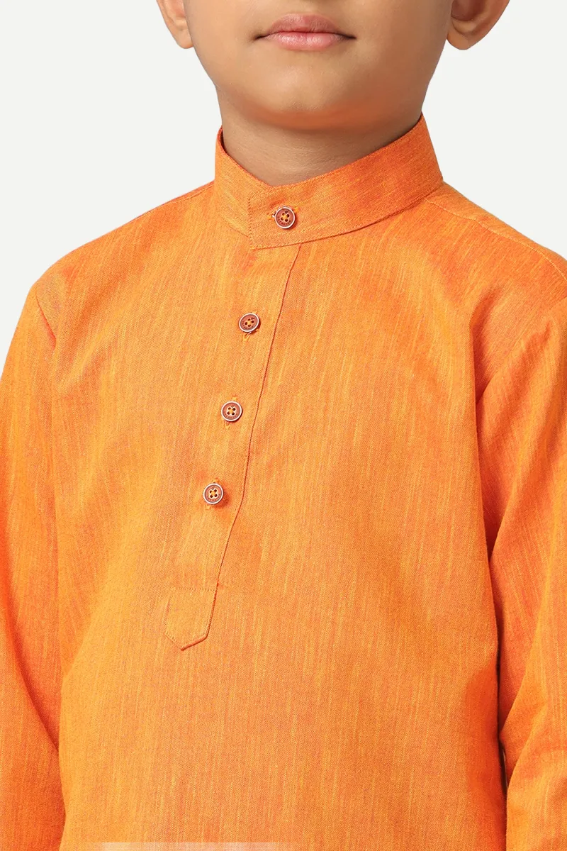 Exotic - Orange Kurta and Pyjama 2 In 1 Set For Kids | Uathayam