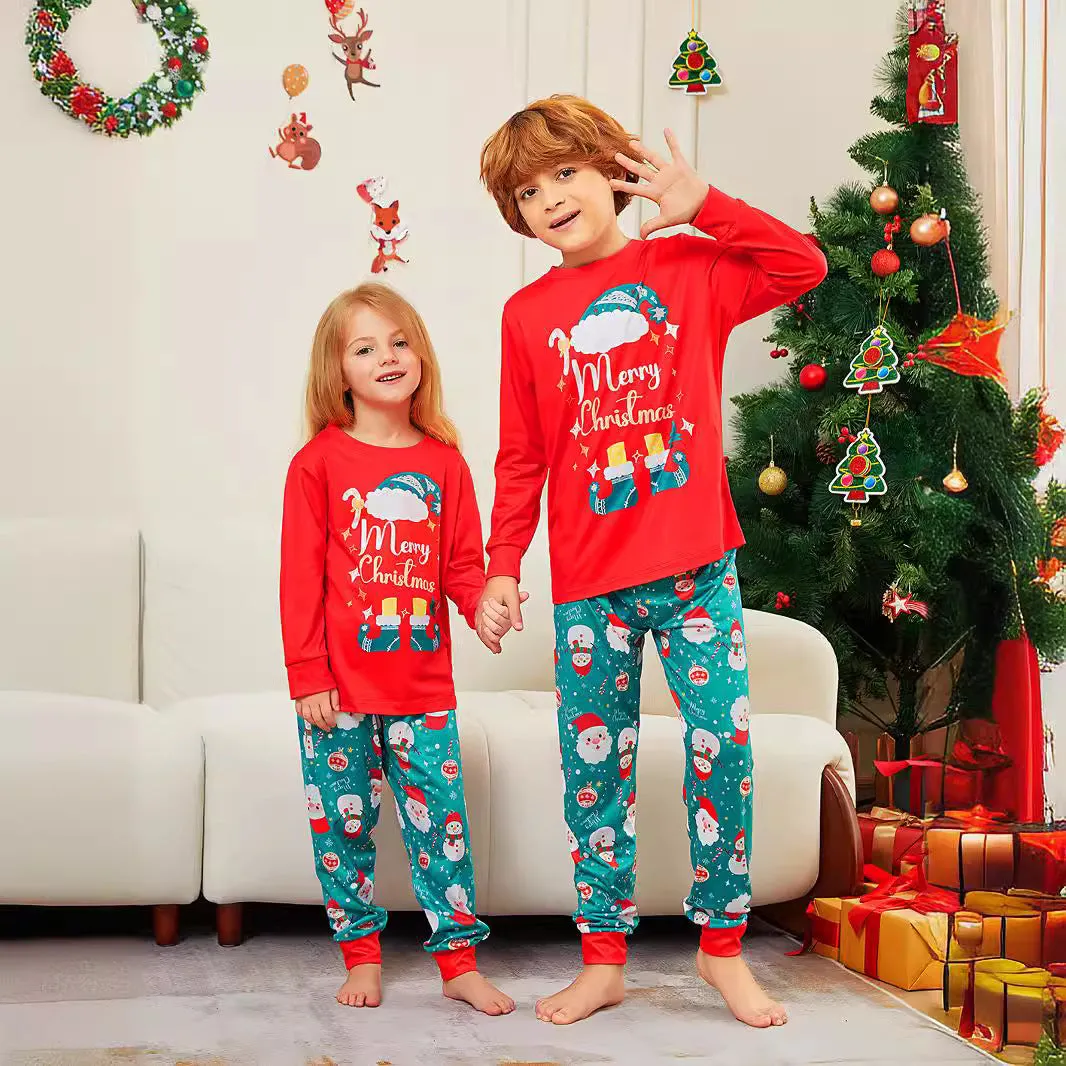 Family Parent-Child Christmas Shoes Santa Claus Pajamas Set