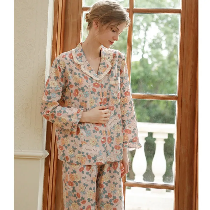 Floral Long Sleeve Top and Pants Pajama Set