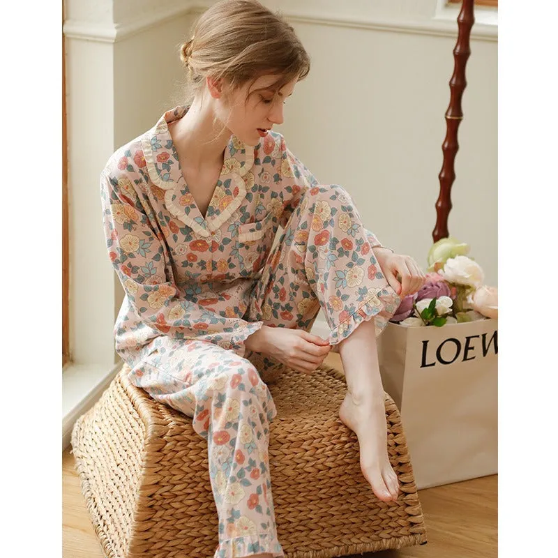 Floral Long Sleeve Top and Pants Pajama Set