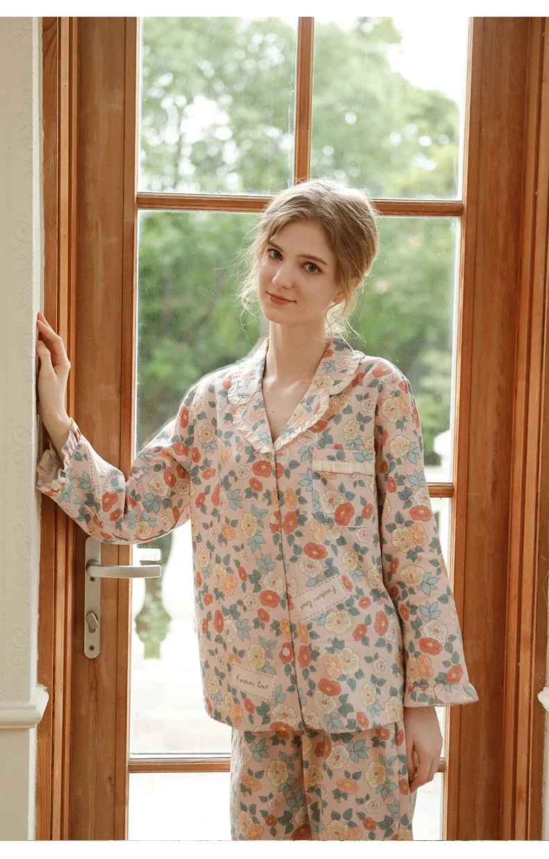 Floral Long Sleeve Top and Pants Pajama Set