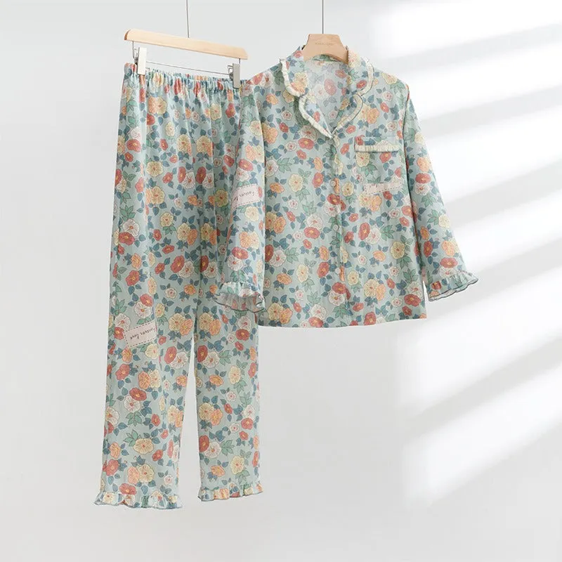 Floral Long Sleeve Top and Pants Pajama Set