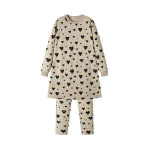 HEART PRINT NIGHTSHIRT-OATMEAL