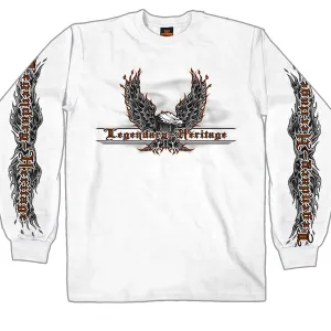 Hot Leathers GMS2009 Men’s ‘Flaming Up Wings Eagle’ Long Sleeve White Shirt