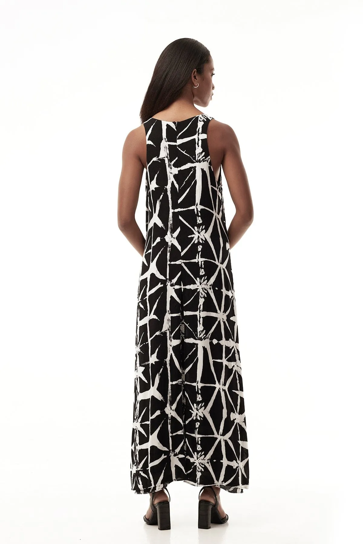 LONG DRESS IN ABSTRACT PRINT