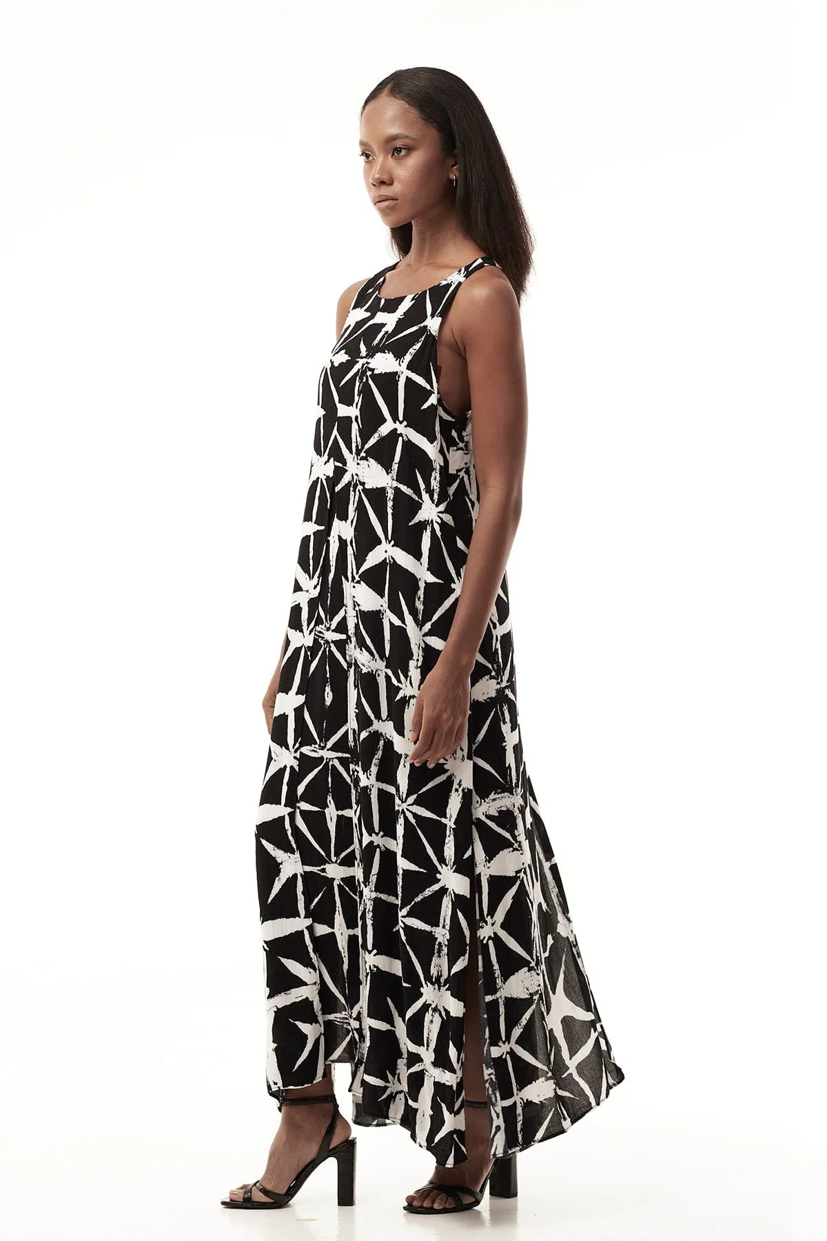 LONG DRESS IN ABSTRACT PRINT