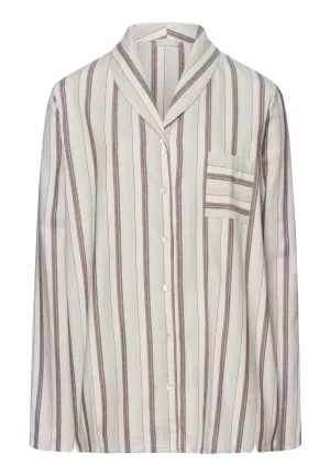 Loungy Nights Cotton Shawl Collar Shirt | Meraki Stripe 74967-2165