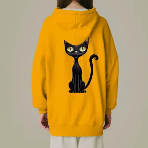 Made in Korea fabric (for men and women) Black cat cotton 100% Kids hooded t-shirt