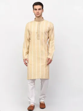 Men'S Beige Woven Kurta Pajama