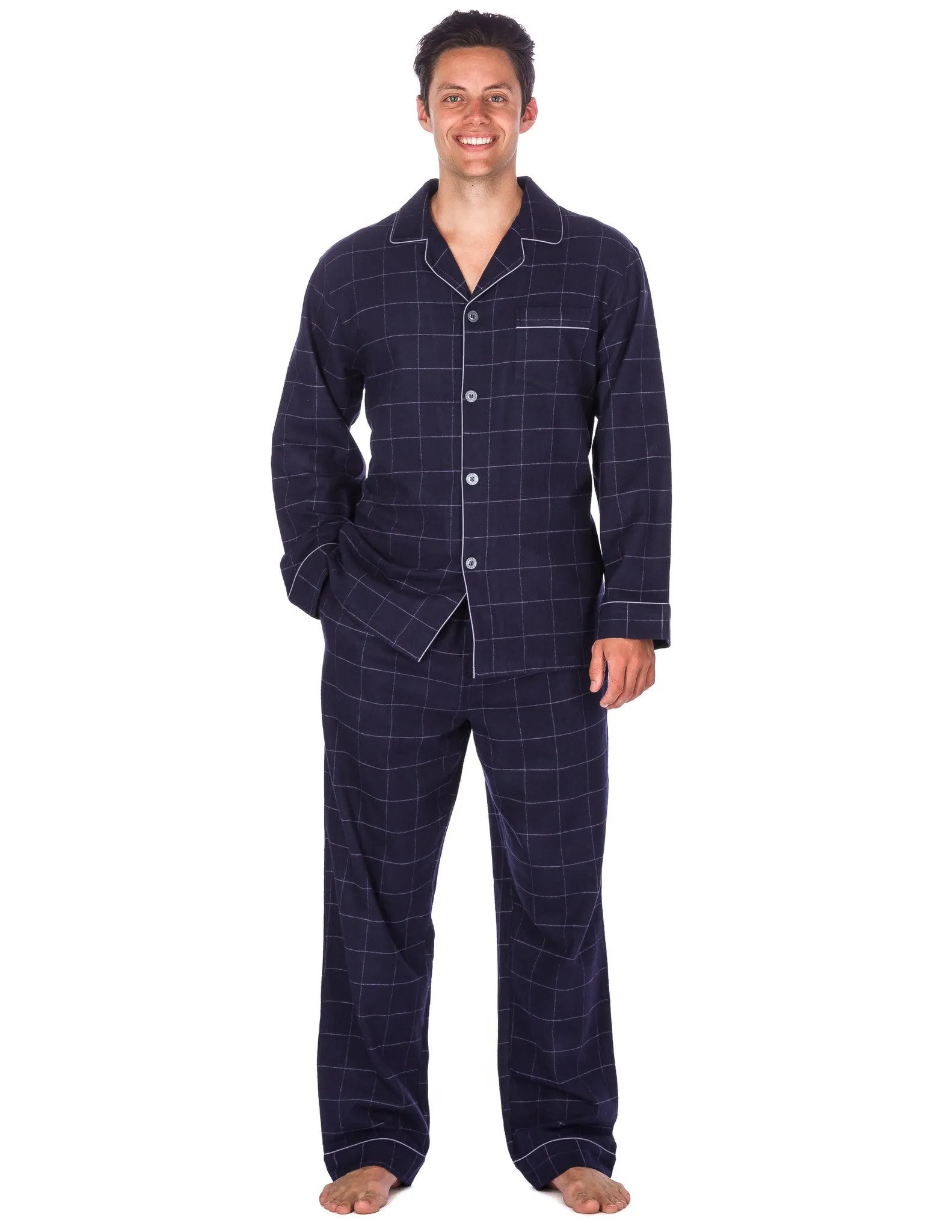 Men's Premium 100% Cotton Flannel Pajama Sleepwear Set (Relaxed Fit)