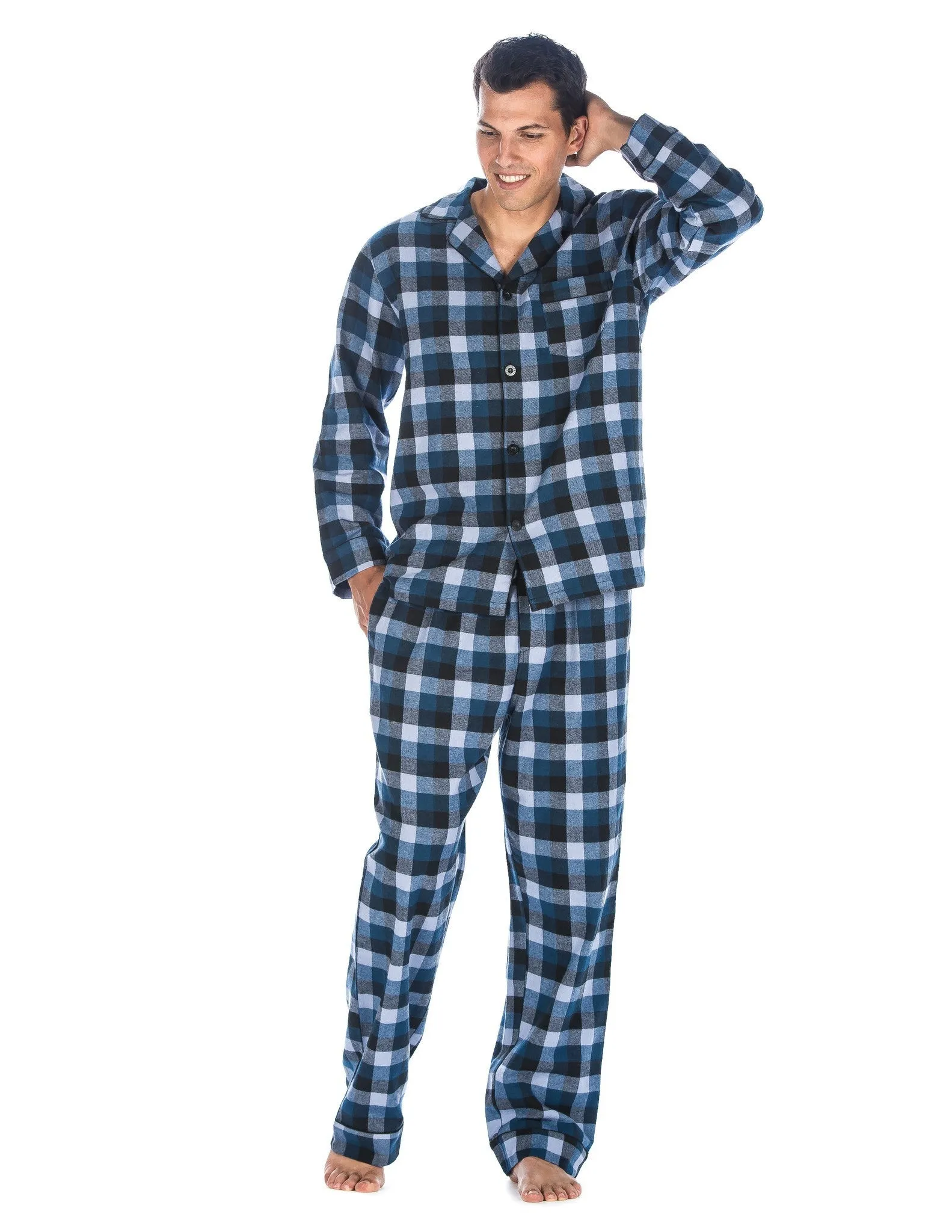 Men's Premium 100% Cotton Flannel Pajama Sleepwear Set (Relaxed Fit)