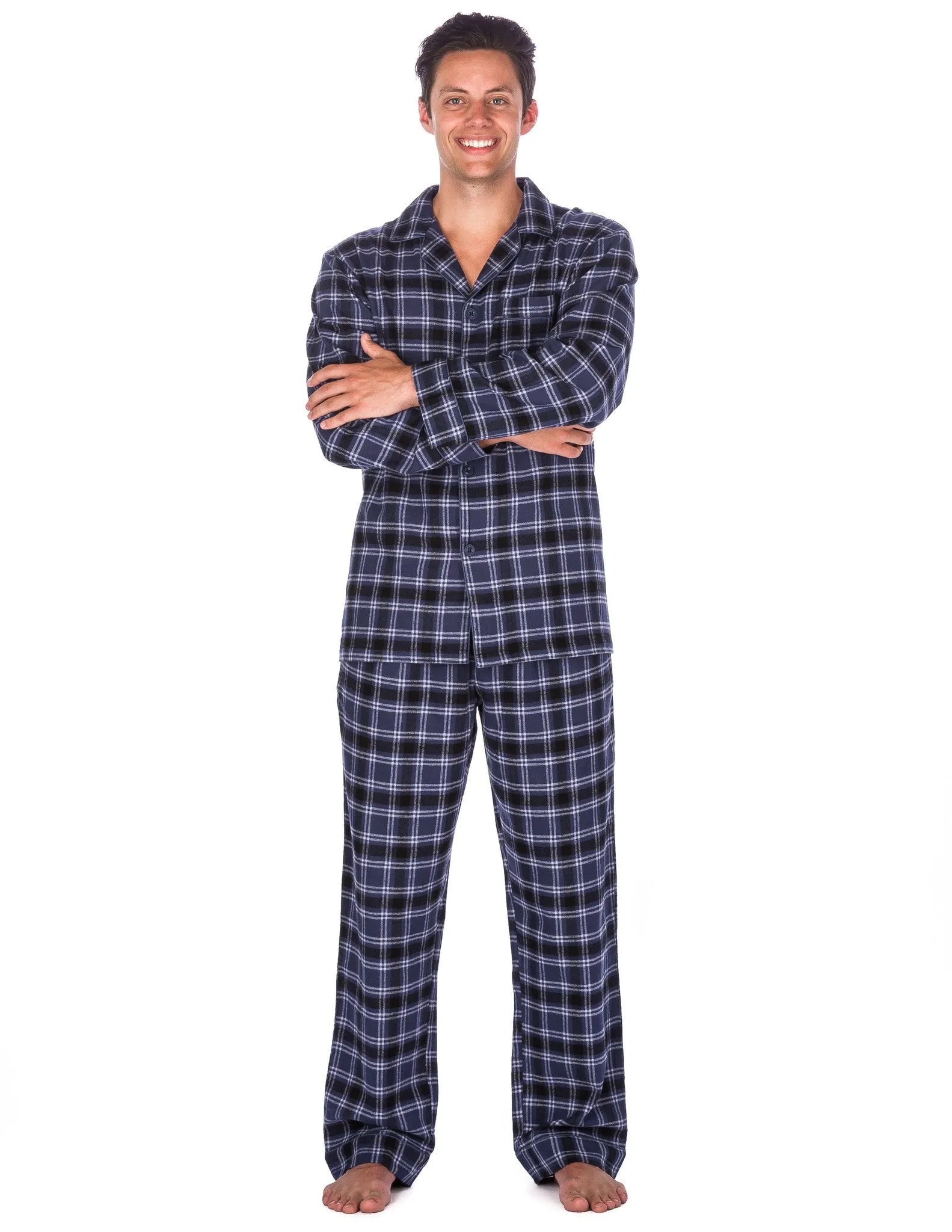 Men's Premium 100% Cotton Flannel Pajama Sleepwear Set (Relaxed Fit)