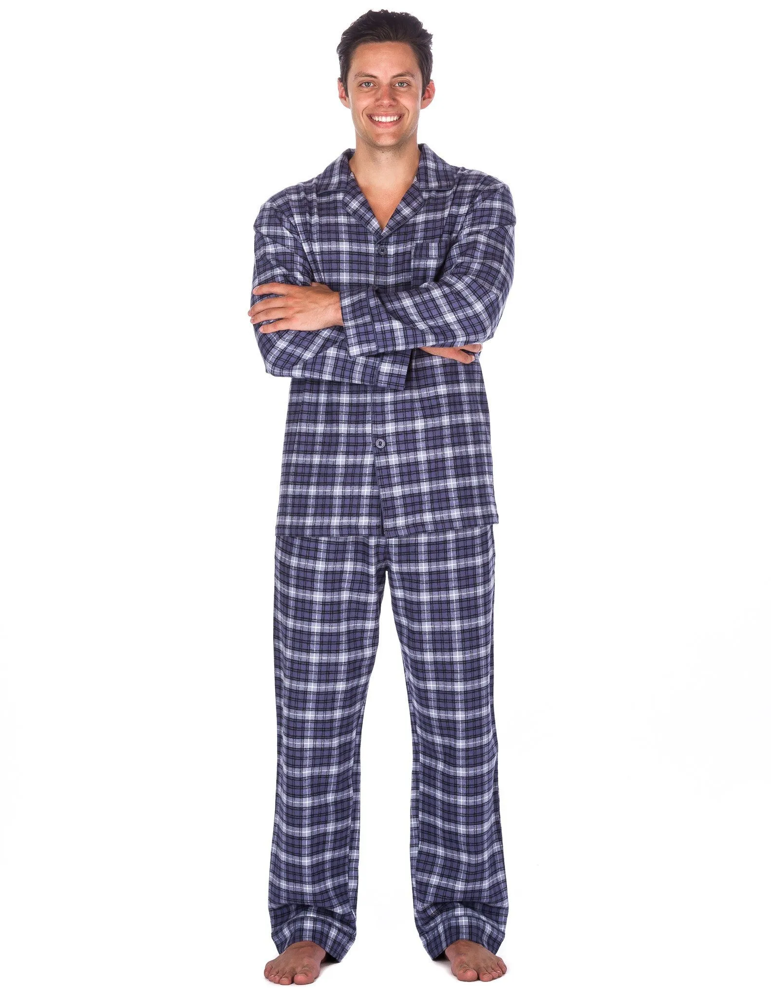 Men's Premium 100% Cotton Flannel Pajama Sleepwear Set (Relaxed Fit)