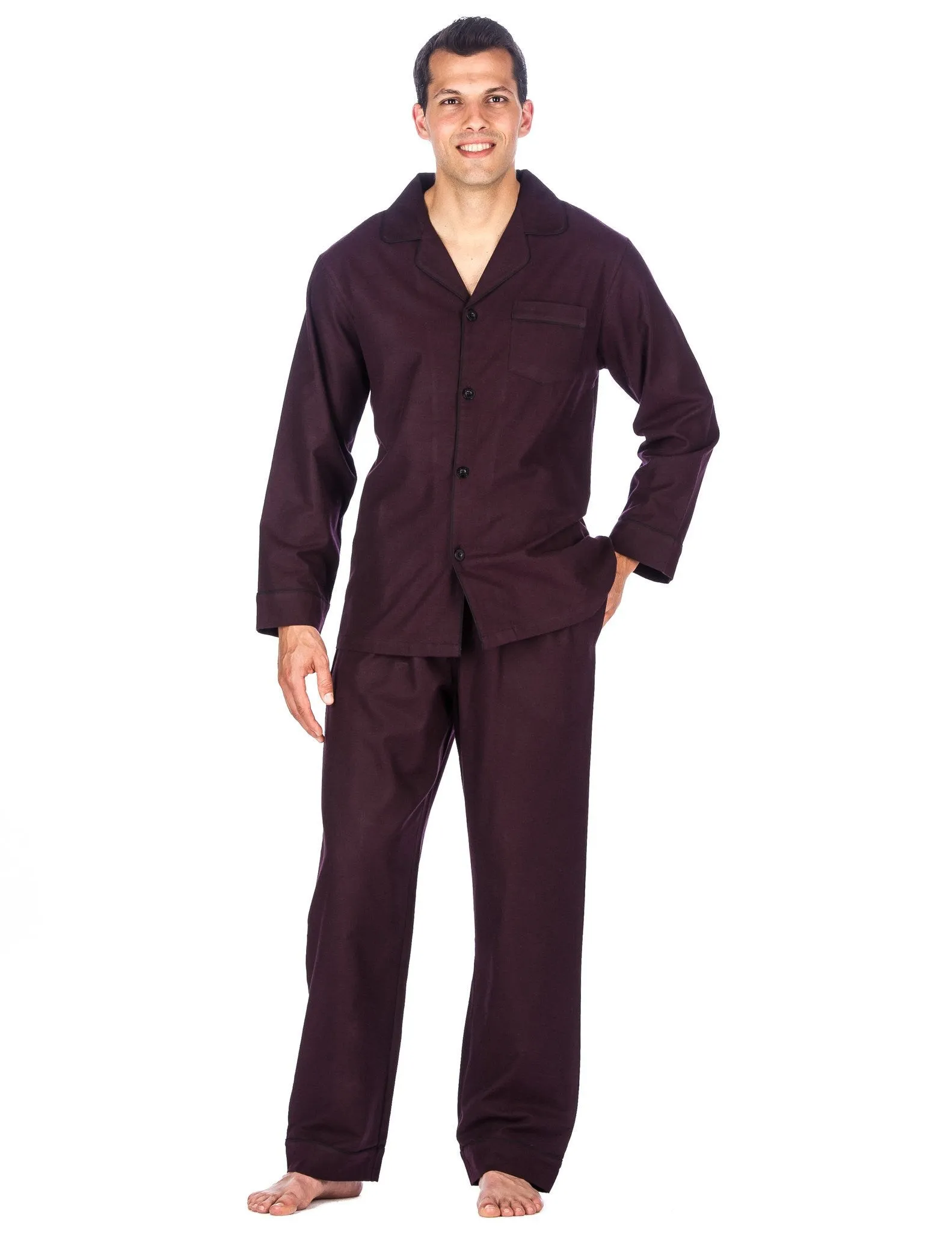 Men's Premium 100% Cotton Flannel Pajama Sleepwear Set (Relaxed Fit)