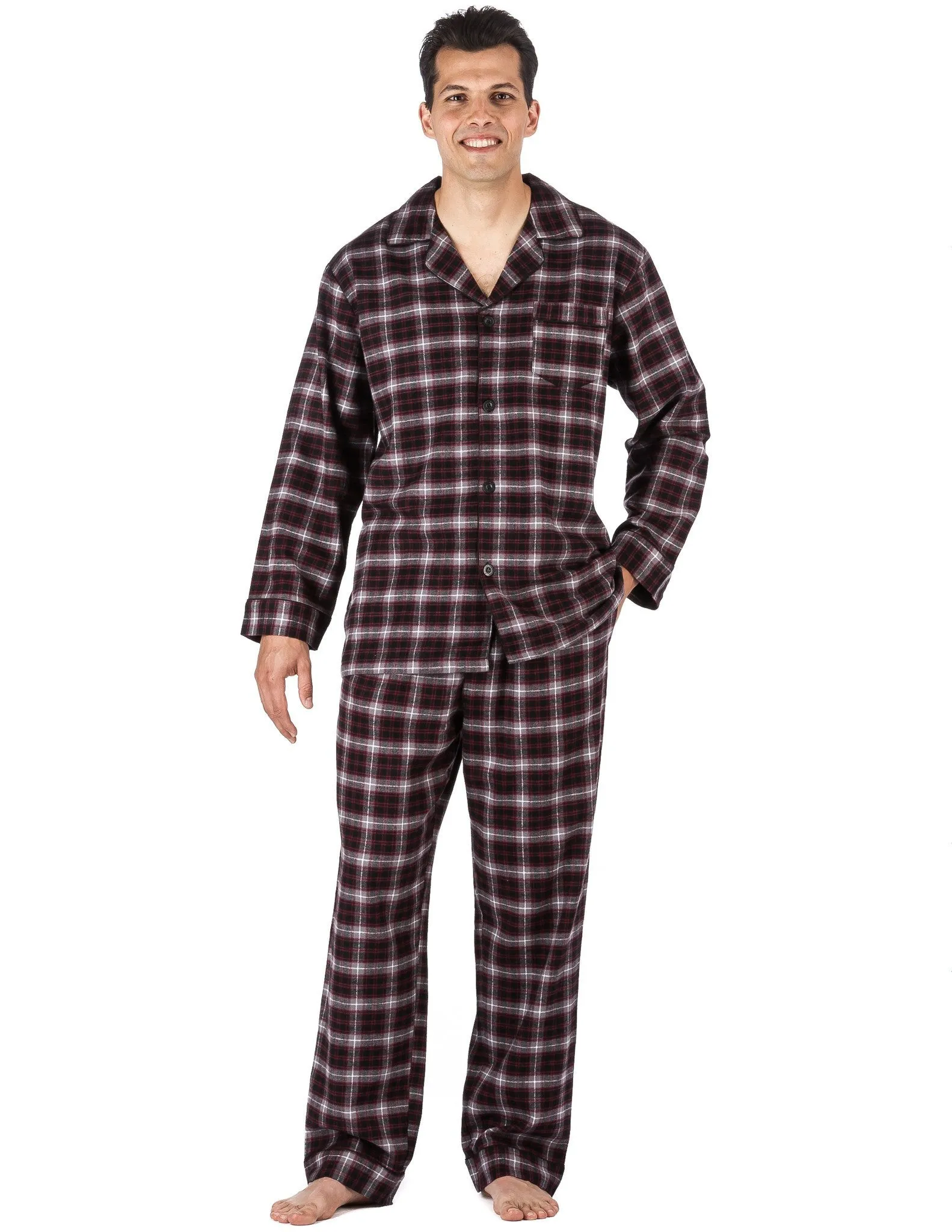 Men's Premium 100% Cotton Flannel Pajama Sleepwear Set (Relaxed Fit)